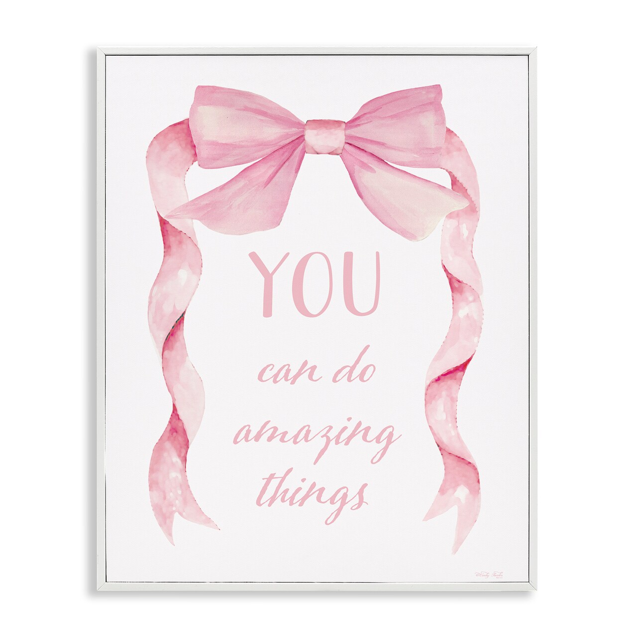 Stupell Industries Feminine Encouragement Ribbon Framed Giclee, design by Cindy Jacobs